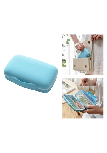 Suntek 7 Gün İlaç Kabı Tutucu Tablet Hap Sıralayıcısı Mavi