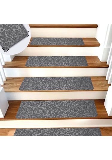 Tink Gri Kaydırmaz Keçe Merdiven Matı 22x75 Cm Gri - 15 Adet