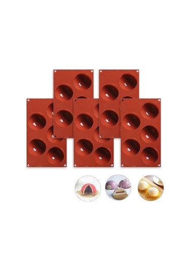 5'li Yarıküre Silikon Kek Kalıbı - Kolay Çıkarma, Temizleme Ve Yüksek Isıya Dayanıklı - Ev Ve Pastane Kullanımı İçin Çok Renkli Çok Renkli