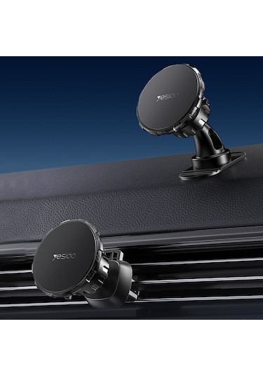 Yapışkanlı Araba Dashboard Telefon Tutucu Havalandırma Klipsi İle Manyetik Dönebilen Telefon Braketi