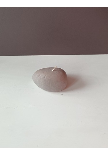 Taş Şekilli Büyük Mum Gri 10x10 Cm