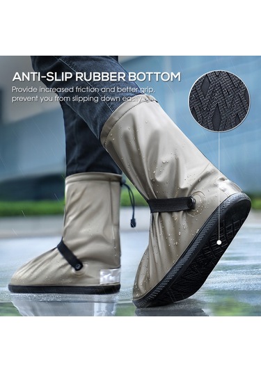 Yuntech01 Siyah Pvc Lastik Su Geçirmez Kaymaz Yağmur Ayakkabı Koruması, Orta Boy, L 37-38 Eu Numara Siyah