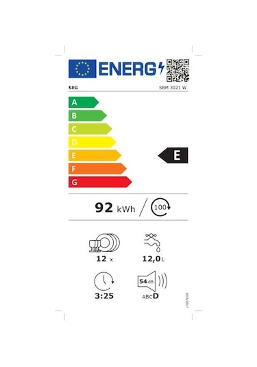 SEG Sbm 3021 W 3 Programlı Bulaşık Makinesi