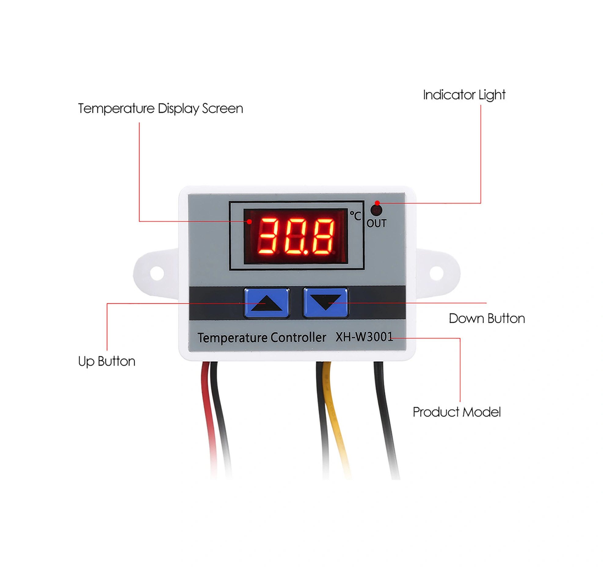 Youmex Xh-w3001 Dijital Mikroişlemci Sıcaklık Kontrolörü -50 C 110 C Akıllı Termostat 12v Plastik Montajlı
