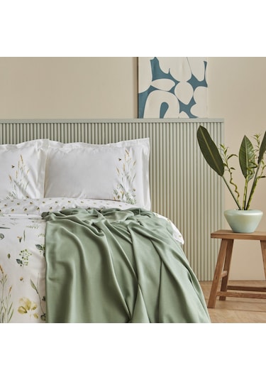 Karaca Home Herbal %100 Pamuk Çift Kişilik Nevresim Pike Set Beyaz