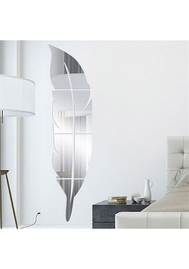 Gajeena Gümüş 3d Kanat Desenli Akrilik Ayna Duvar Stickerı - 120x30cm Büyük Boy - Banyo/entrance Dekorasyonu - Kolay Kurulum & Taşınabilir Gümüş