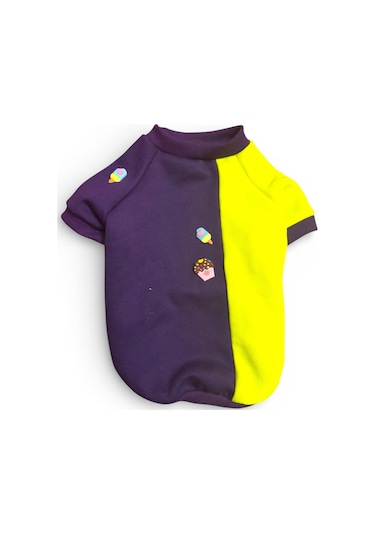 Dondurmalı Patiler Mor Ve Fosforlu Sarı Kedi Polar Sweatshirt