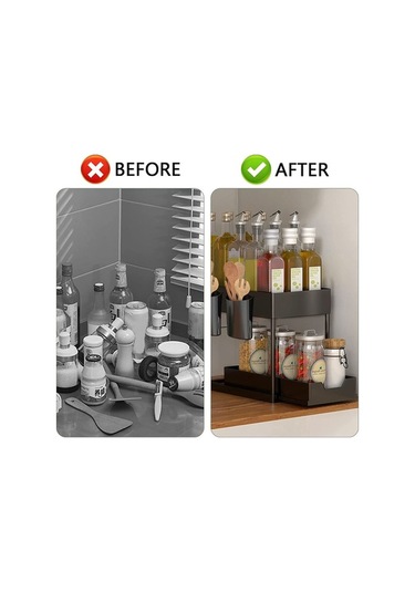 Dancemonkey Lavabo Organizatörleri & Depolama, 2 Katmanlı Mutfak Çekmece Düzenleyici Banyo Kabineti - Siyah Siyah