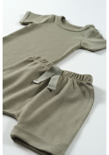 Tinylamb Elation Gourd Şort Ve Bodysuit Takım - 2 Parça Haki Yeşil