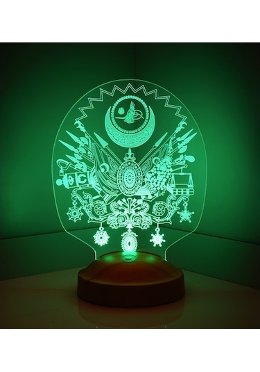 3D Led Lamba 3 Boyutlu Osmanlı Tuğrası Özel Hediye Gecelambası
