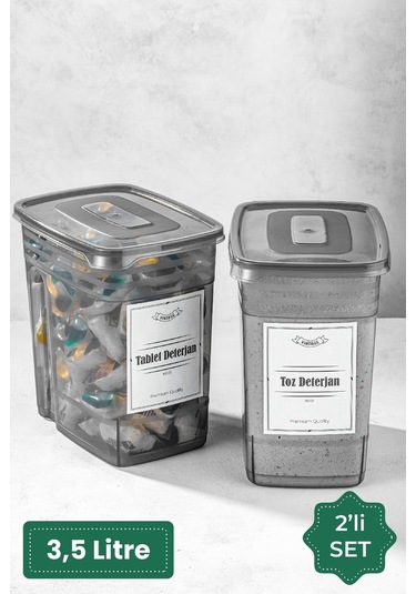 Vienev Etiketli 2li Strip Mega Boy Toz Ve Tablet Deterjan Saklama Kutusu 2x 3,5 Litre