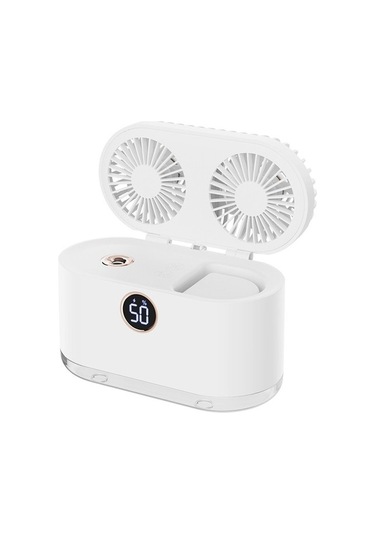 Wt-818 Çift Yapraklı Sprey Dijital Gösterge Gece Lambası Fan Pembe 0960 Beyaz