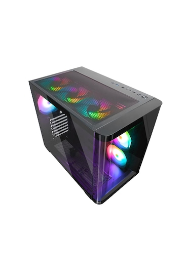 Rampage Loopy Plus Siyah 7 12cm Argb Fan 950w 80 Plus Standart Temperli Cam Kumandalı Atx Mid-t Gaming Oyuncu Kasası