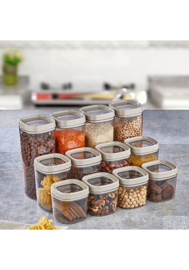 Ceronni Bonny Erzak Saklama Kabı 12li Set 1,8 Lt 1 Lt 600 Ml Bej Bej