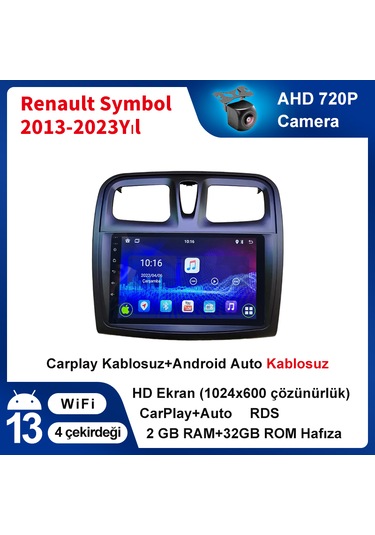Renault Symbol 2013-2023yıl 2gb Ram 32gb Rom Multimedya Carplay