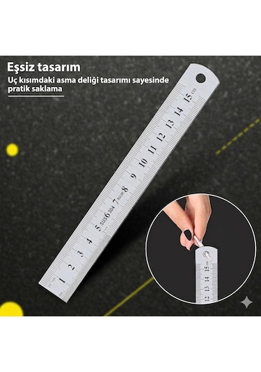 Çelik Cetvel 15cm 0,7x15mm Gri