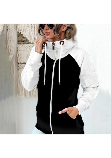 Beyaz Kadın Giyim Sonbahar Kış Kalın Bol Kesim Uzun Kollu Mont Rahat Mont Artı Kadife Beyaz