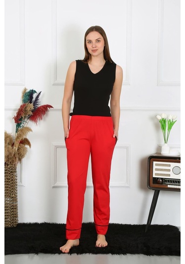 Akbeniz Kadın Pamuk Penye Cepli Tek Alt Pijama Kırmızı 27512-kırmızı Kırmızı