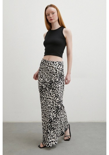 Desenli Maxi Verev Etek Ekru Ekru