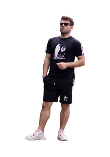 Pamuklu Rahat Yumuşak Dokulu Erkek Alt - Üst Şort Takım 23EEST0171