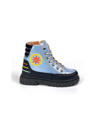 Kız Çocuk Mavi Siyah İçi Kürklü Termo Taban Suya Soğuğa Dayanıklı Günlük Rahat Bot Mavi - Siyah