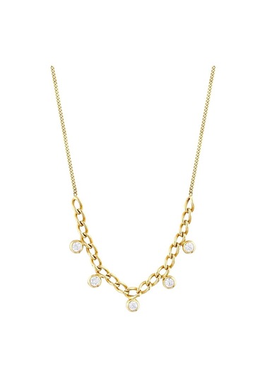 14 Ayar Taşlı Sallantılı Tasarım Altın Kolye Altın