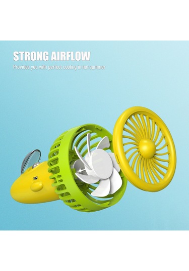 Kangvka F6 Sarı-yeşil Boyutlu Usb Şarjlı Mini Fan 3 Hız Ayarı Ellerden Bağımsız Tasarım Ev, Dışarı, Seyahat Ve Ofis İçin Taşıma Kordonu Kaliteli Pp-abs Malzeme