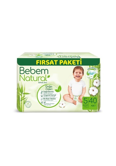 Bebem Natural Bebek Bezi 5 Numara Midi Fırsat Paketi 40 Adet