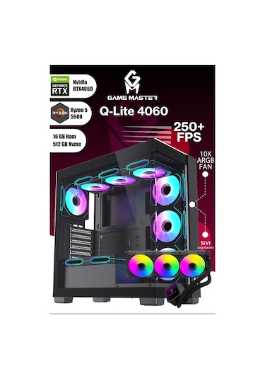 Game Master Qlite-4060 R5-5600 16 GB 512 GB M.2 SSD 8 GB RTX4060 Free Dos Masaüstü Oyuncu Bilgisayarı