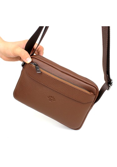 Unisex Taba Orta Boy Askılı Postacı Omuz Çantası Taba