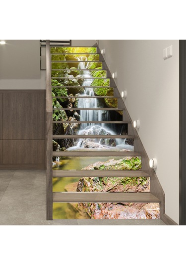 Yaozixa "13 Parça Kendinden Yapışkanlı Merdiven Dekoru - Pvc Malzeme, Kolay Uygulama, Doğa Temalı Desenler" Diğer