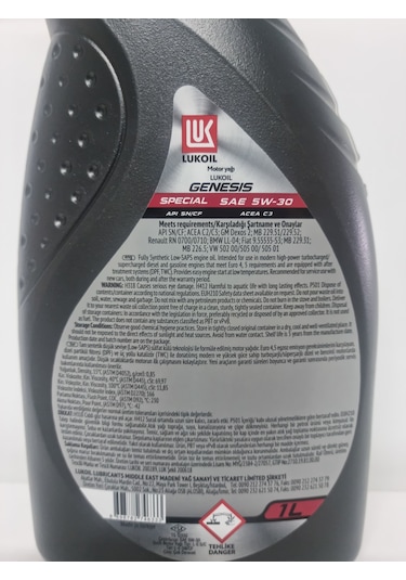 Lukoil Genesis C3 5W-30 Dpf Tam Sentetik Motor Yağı 1 L