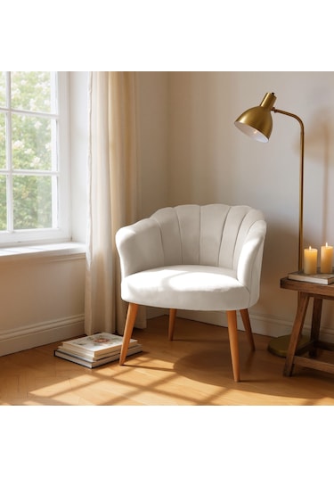 Papatya Berjer - Modern Tekli Koltuk - Babyface Kumaş - Krem