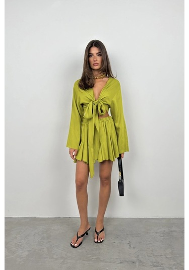 Bel Lastikli Kiloş Etek Lime