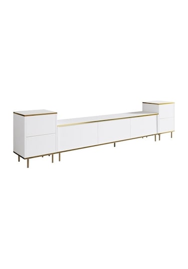 Tv Sehpası Kozan Set Beyaz Gold 260 Cm