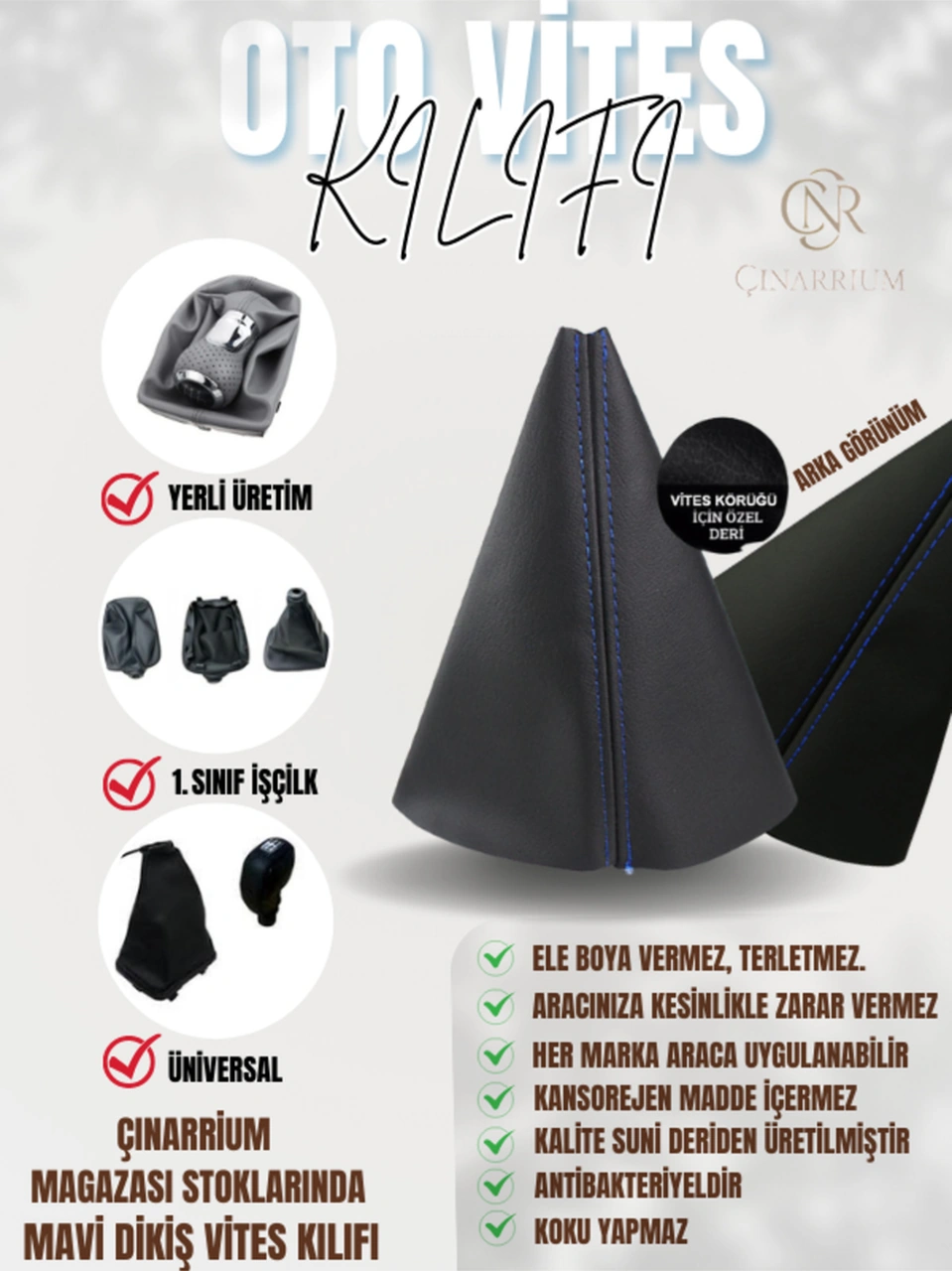 Skoda Yeti Siyah Deri Prime Tasarım Mavi Spor Dikiş Vites Körüğü