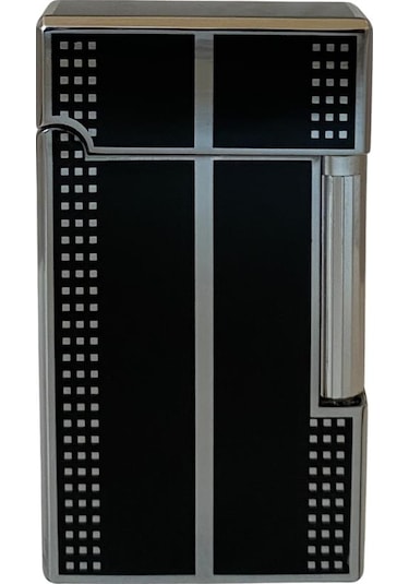 Siyah Gümüş Desenli Tek Torch Pürmüz Puro Çakmağı - Tr6685