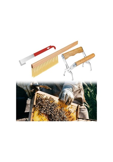 Pazly Suntek Ahşap Saplı Kovan Fırçası Arıcılık Aleti 3x Pm