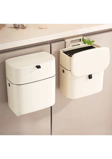 Shineyee Mutfak Duvar Tipi Çöp Kutusu, 9 Litre Büyük Kapasite, Kapağlı, Delme Yok Kurulum, Krem Beyaz Kanca Tipi , Ev Kullanıma Uygun, Stüdyo Tasarım Diğer