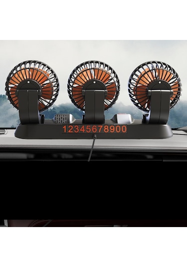 Hallow K21829-24V 3 Kafa Taşınabilir Hava Soğutma Araba Vantilatörü Fanı Sessiz Siyah
