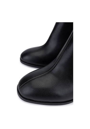 Tamer Tanca Kadın Suni Deri Siyah Deri Topuklu Bot 889 9203 Bn Bot Sk25-26 Sıyah Dr Siyah