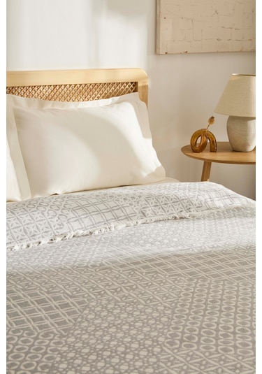 Kaşmir Home Favlo Çift Kişilik Jakar Muslin Pike Gri Gri