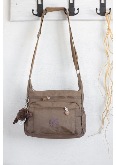 Krinkıl / Klinkır Su Geçirmez Kumaş Çok Gözlü Çapraz Kol Ve Omuz Postacı Çantası Vizon 5835 Vizon