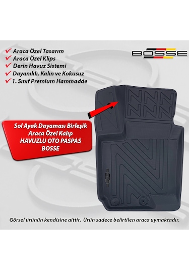 Hyundai i20 Paspas Araca Özel 2014 2019 BOSSE 3D Havuzlu Oto Paspas Paspas
