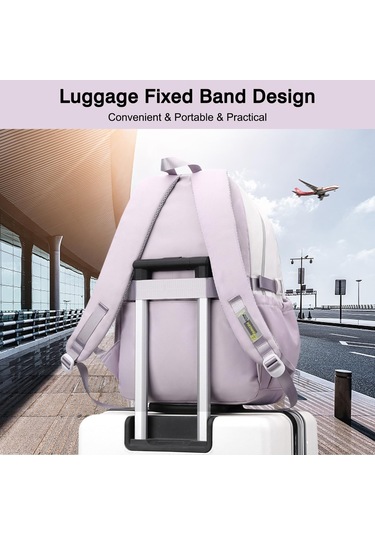 Sones Kontrast Renkli Günlük Sırt Çantası Üniversite Okul Çantası 15.6 İnç Dizüstü Bilgisayar Çantası Mor Beyaz Diğer