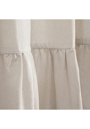 Rustik Fırfırlı Duş Perdesi, Keten Karışımlı Banyo Duş Perdesi, Doğal, 183 X 183 Cm Diğer