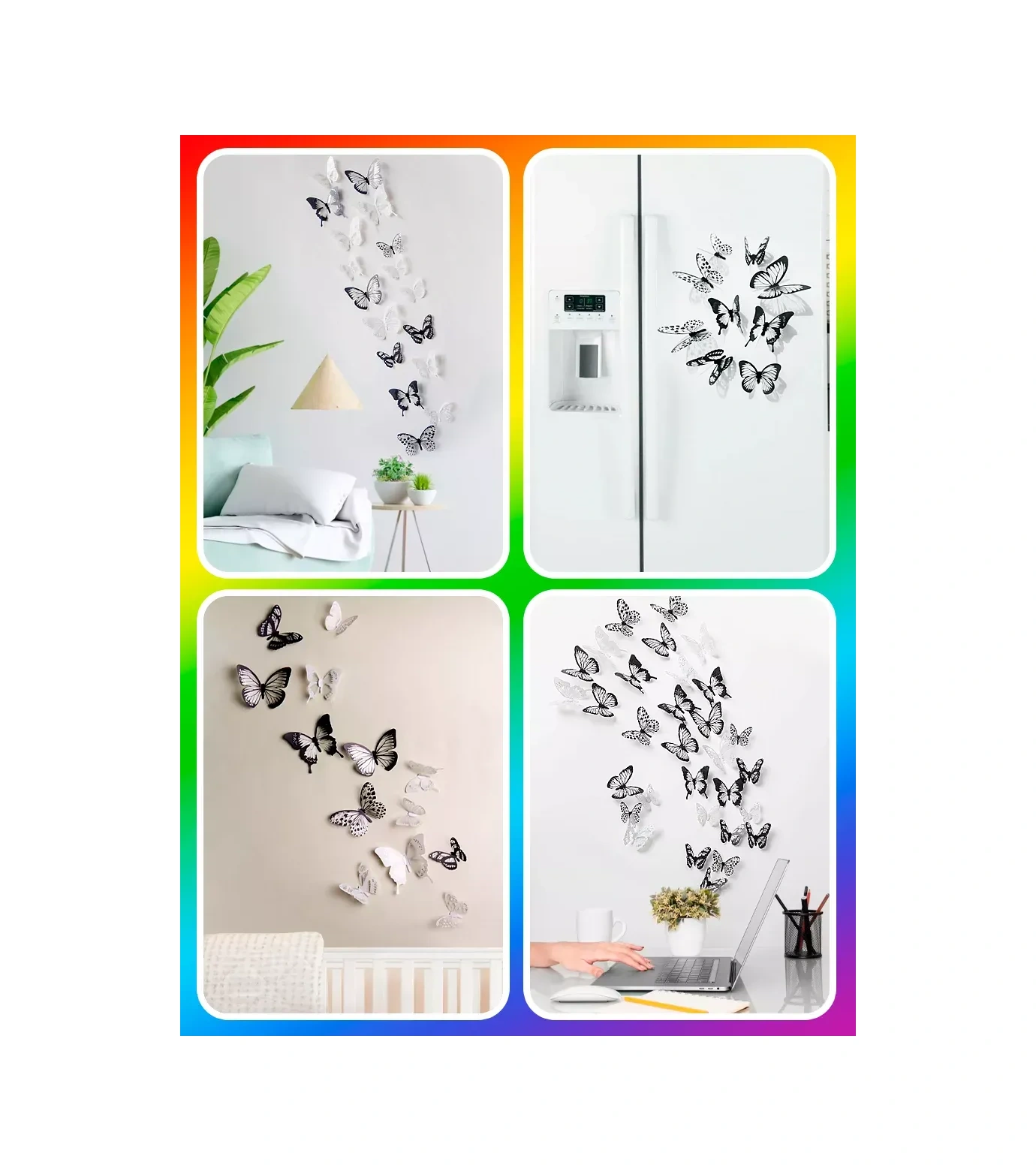 0'stickers 3d Dekoratif Kelebek Duvar Dekoratif Çıkartmaları 175691580 Siyah