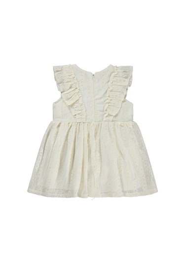 Civil Baby Dantel Bel Fiyonklu 6-18 Ay Elbise - Ekru