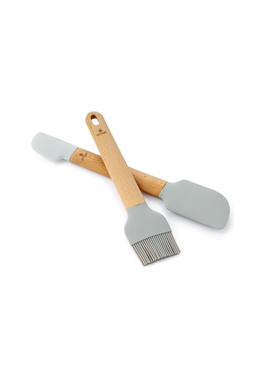 Emsan Soft Silikon Fırça Spatula Seti Gri