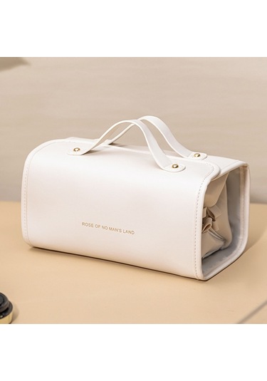 Sones Taşınabilir Büyük Kapasiteli Seyahat Çıkarılabilir Katlanabilir Su Geçirmez Kozmetik Çantası Süt Beyazı